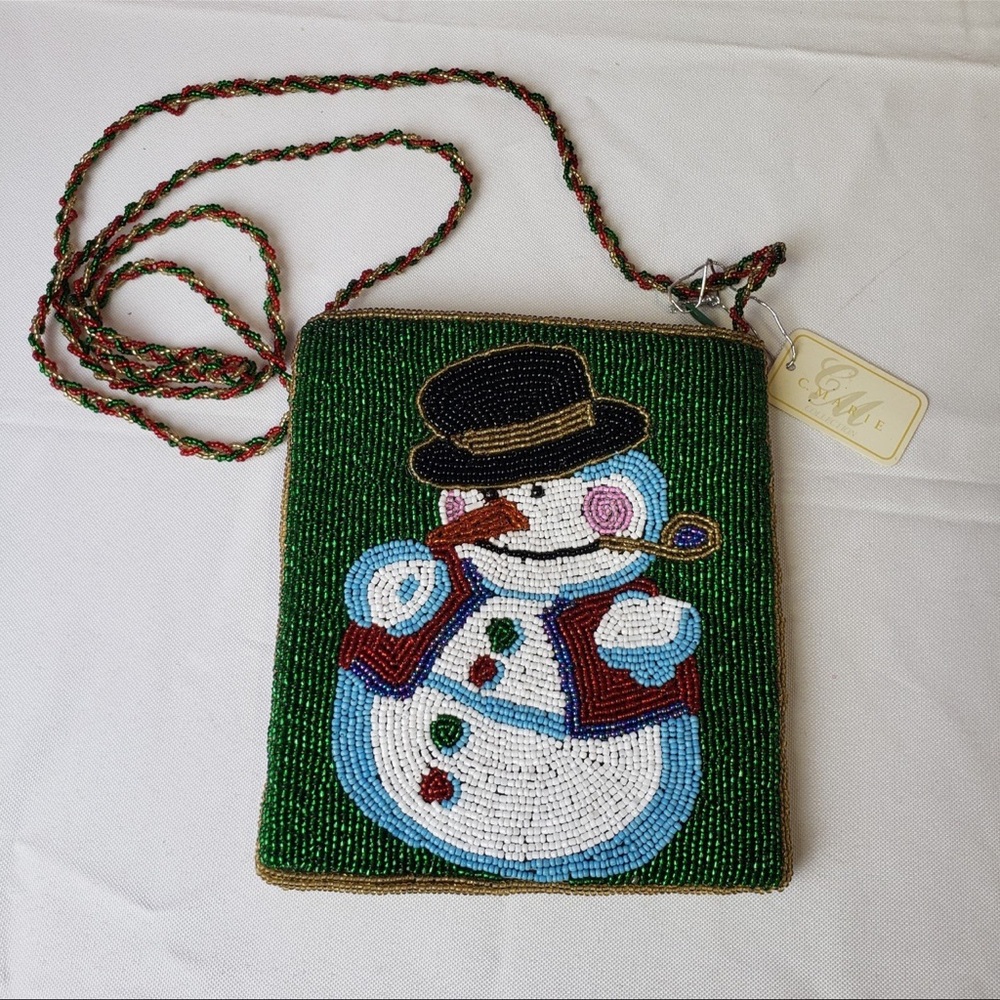 Beaded Snowman Crossbody Bag
